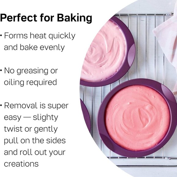 3 x Tupperware Purple Silicone Small Round Forms Measures 6.5"diam. x 0.75" Set! - Picture 3 of 12